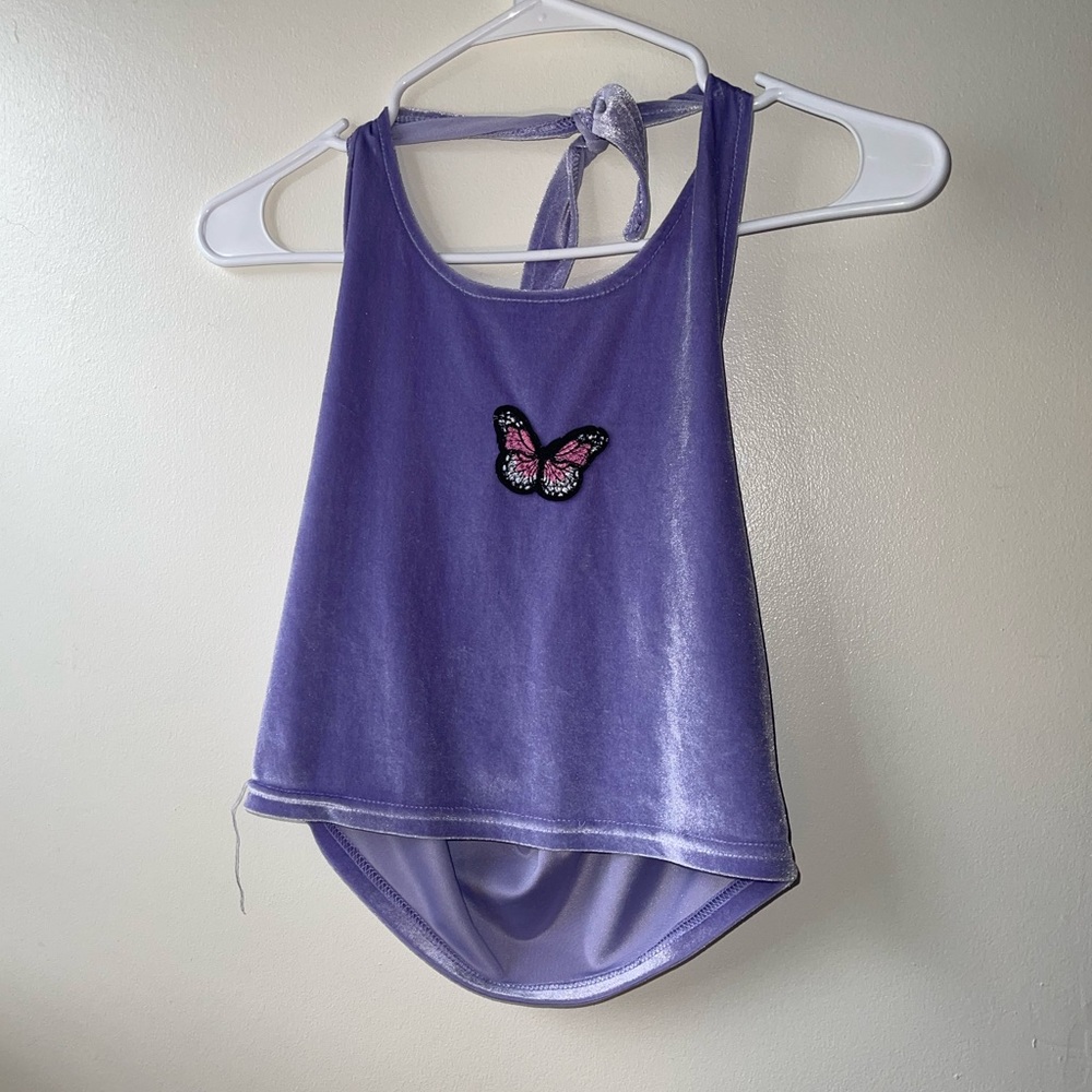 M - velvet halter top purple